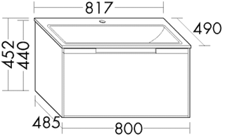 Keramik Waschtisch-Unterschrank-Set YSO 1 Auszug, Waschtisch eckig