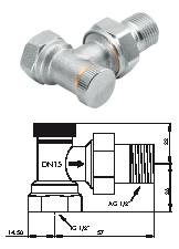 HG-TEC Radiatorverschraubung Eckform 3/4" Messing vernickelt