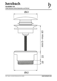 Herzbach Ablaufventil Living 11/4", m/o Push-Druckverschl., PVD-gold
