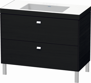Duravit Waschtischunterschrankset Brioso 100x48cm, chr/Eiche sw, ohne Hahnloch