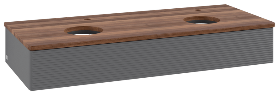 Artikelbild 1 des Artikels „V&B WT-Unterschrank m F-Struktur Antao 120x19x50cm, HL, WBP w wa, A m Lac Waschbeckenplattenfarbe warm walnut | anthracite matt lacquer“