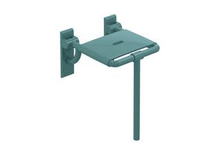 HEWI Klappsitz 801 aquablau, 345x408mm, mit Stütze
