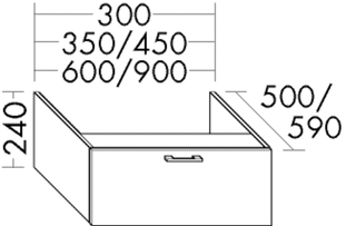 Burgbad Waschtischunterschrank sys30 35x24x50cm, Echo, 1 Schublade