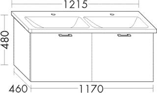 Burgbad Waschtischunterschrank Diago 117x48x46cm, sw Hochglanz, 2 Auszüge