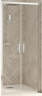 Kinedo Smart Design 2P95 Pendeltür N/U/E H200 weiß Siebdruckglas vollgerahmt
