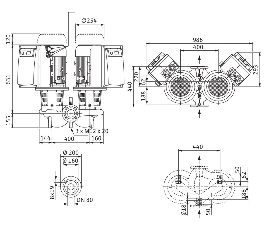 Artikelbild 8 des Artikels „Wilo Trockenl-Energiesparpumpe CronoTwin DL-E 80/150-7,5/2, 7,5 kW, m Druckgeber DL-E 80/150-7,5/2, 7,5 kW“