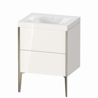 DU WTU XViu/Viu, 2 Ausz, 610x600x480mm o.HL, champ.m/weiß hgl, Rahmen 22 ES Ah.