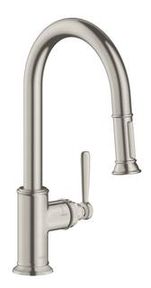 hansgrohe SPT-EHM 180 Axor Montreux mit Ausziehbrause, Edelstahl-Optik