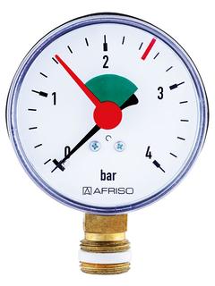 AFRISO Heizungsmanometer HZ 63 0/4bar 3/8 m.PTFE rad rote Marke 2,5bar