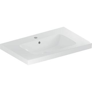 Geberit Waschtisch iCon Light 75 x 48 cm, Hahnloch mittig, mit Überlauf, mit Ablagefläche