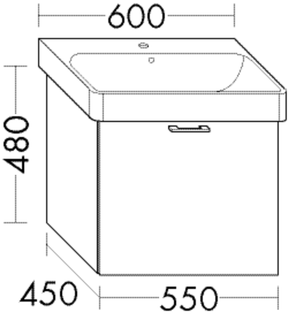 Burgbad Waschtischunterschrank sys30 55x48x45cm, 1 Auszug, Echo
