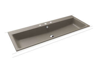 Kaldewei Einbau-Waschtisch PURO 3169 120x46, 3 Hahnl., sw, P-E, warm grey60