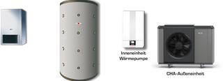 Paket Gas-Hybridheizung CGB mit Therme, Speicher, Wärmepumpe