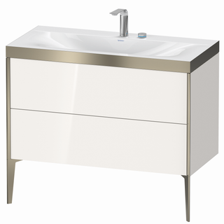 DU WTU XViu/Viu, 2 Ausz, 610x1000x480mm 2 HL, champ.m/weiß hgl, Ra. B1 ES Nussb