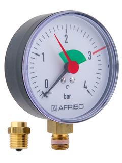 Afriso Rohrfedermanometer HZ 80 radial 0/4 b, G 1/4 m Vtl. G1/4xG 1/2, d= 80mm