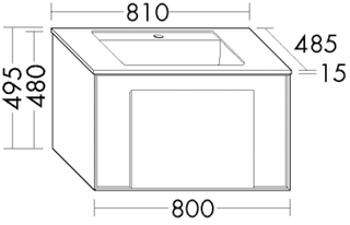 Burgbad Mineralguss-WTU-Set Moto 83x48,5x49,5cm, Melamin, 1 Auszug