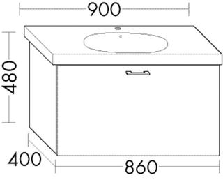 Burgbad Waschtischunterschrank Diago 86x48x40cm, Weiß Matt, 1 Auszug