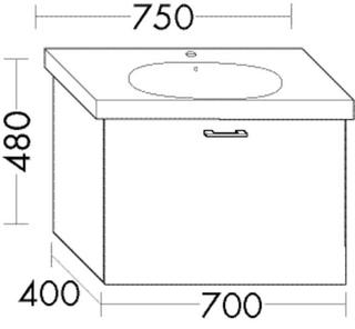 Burgbad Waschtischunterschrank Diago 70x48x40cm, Schilf Matt, 1 Auszug