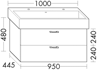 Waschtischunterschrank sys30 1 Schublade/1 Auszug