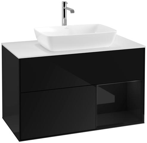 Artikelbild 1 des Artikels „V&B Waschtisch-Unterschrank Finion 100, Pl w m, Rg glo bla Lac, glo bla Lac Regal Glossy black lacquer | glossy black lacquer“
