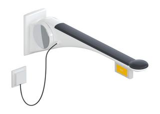HEWI Stützklappgr 802 LifeSystem Basic 750mm, we hgl/anthr ma, Funkt.taste re