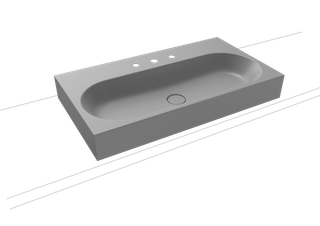 Kaldewei Aufsatz-Waschtisch CENTRO 3058 90x50cm, 3 Hahnl., P-E, cool grey30