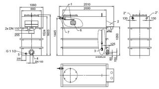 KSB Vorbehälter mit freiem Auslauf Vges 2700 l, Vnutz 1500 l, 2 x R 2"