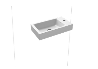 Kaldewei Wand-Handwaschtisch PURO 3162 55x30x10cm, o ÜL, 1 Hahnl., re, P-E, we.
