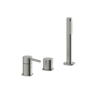 Herzbach Fertigmontageset Deep Wannen-3-L-Armatur, Edelstahl gebürstet