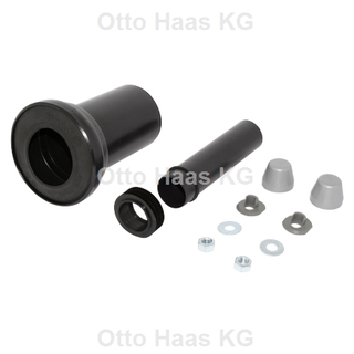 HAAS PE-Wand-WC-Anschlussgarnitur DN 90/110, Kap. cr, 180mm, m eing. D, sw
