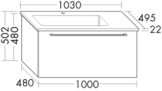Burgbad Keramik Waschtisch-Unterschrank-Set Bel 103 x 50,2 x 49,5 cm, 1 Auszug