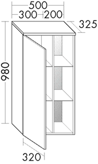 Burgbad Halbhoher-Schrank Orell 50 x 98 x 32,5 cm, 1 Tür, 1 Regal