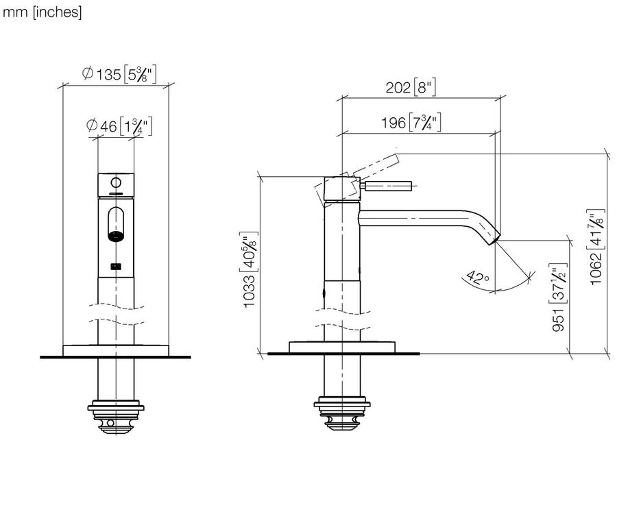 Artikelbild 3 des Artikels „Dornbracht Einhandmischer META o Abl, m Standr., Ausl. 196mm, pl geb. Platin gebürstet“