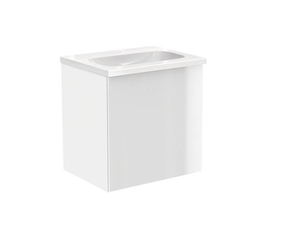 Artikelbild 1 des Artikels „HEWI Waschtisch-Unterschrank M40 400x400x313mm, 1 T, re, Glasfront weiß Glasfront weiß“
