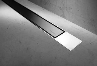 Duschrinne Modulo DESIGN Z-2-Zero+ Fliesenstärke 7-18 mm, Edelstahl gebürstet, Rahmen Edelstahl verchromt