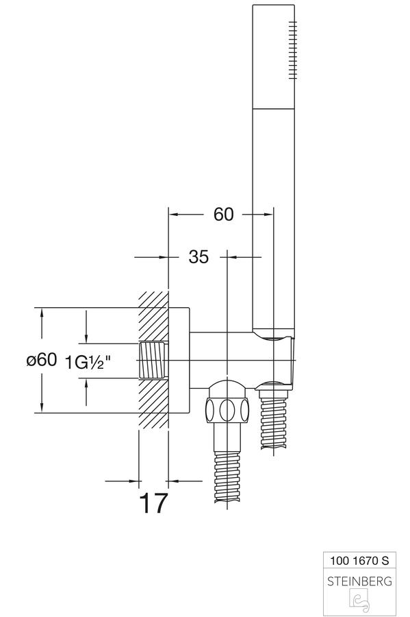 Artikelbild 2 des Artikels „Steinberg Handbrausegarnitur Serie 100 m Wd-Anschl.bg u. B.Schl. 1500mm, ma bla Matt Black“