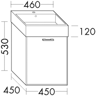 Burgbad Osera Waschtisch-Unterschrank 45x45x53cm, 1 Tür li, Eiche Dekor Rost