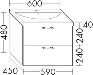 Burgbad Waschtischunterschrank Diago 59x48x45cm, dg Ultram., 1 Lade/1 Ausz.