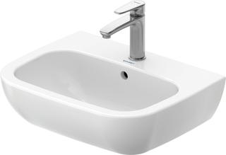 Duravit Waschtisch D-Code 55x43cm, m HL, ÜL, Hahnlochbank, weiß