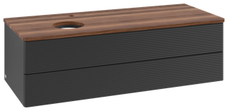 V&B WT-Unterschrank m F-Struktur Antao 120x36x50cm, HL, WBP w. wal, bla m Lac