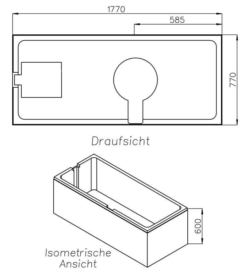 Artikelbild 2 des Artikels „Schedel Wannenträger GKI UNO 180x80cm, Überlauf rechts, Höhe 60cm 180 x 80 cm, Überlauf rechts“