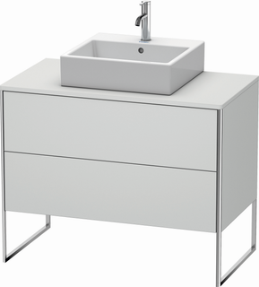 DU WTU XSquare 778x1000x548,bodenstehend Weiß Seidenmatt, 2 Schubkästen ES Nussb