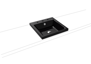 Kaldewei Aufsatz-Waschtisch PURO 3153 3 Hahnl., sw, P-E, schwarz, 46x46cm