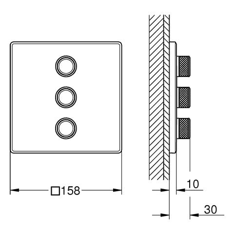 Artikelbild 3 des Artikels „GROHE Fertigset Grohtherm Smartcontrol UP-Vtl, 3-fa., eck., hd graph. gebürstet hard graphite gebürstet“