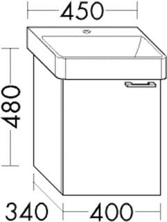 Burgbad Waschtischunterschrank Diago 40x48x34cm, links, Weiß Hochglanz, 1 Tür