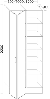 BB Hochschrank (SFYO120) rc40System, 400x1200x2200, PG1