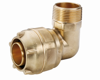 BEULCO PE-Winkelstück G11300 1 1/4 AGx50x4,6mm, 90G, MS, m Stützrohr