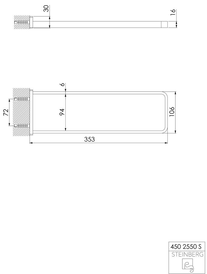 Artikelbild 2 des Artikels „Steinberg Handtuchhalter Serie 450 353x118mm, Messing, Matt Black Matt Black“