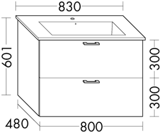 Burgbad Waschtischunterschrank sys30 80x60,1x48cm, Diago, 1 Lade/1 Auszug