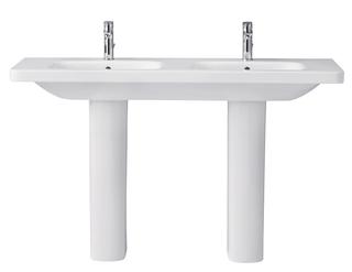 Duravit Möbel-Doppelwaschtisch DuraStyle 140x48cm, m 1 HL, ÜL, Hahnlochbank, weiß